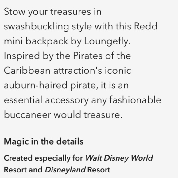Pirates of the Caribbean Redd  Loungefly Backpack - Picture 4 of 12